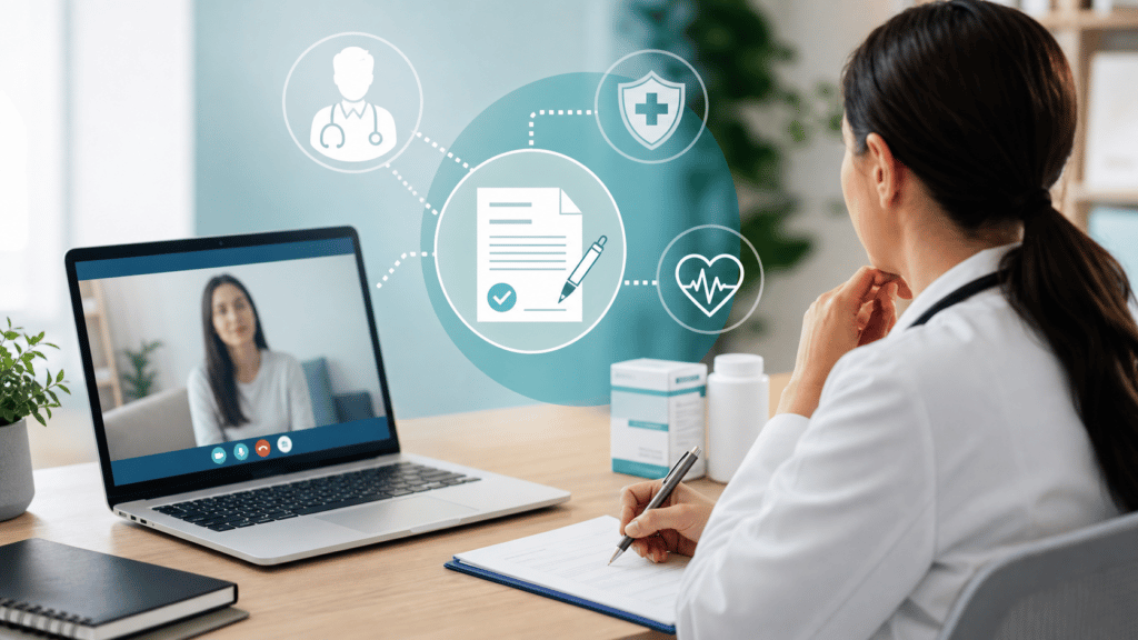 Consulta médica online responsable con orientación sobre receta médica